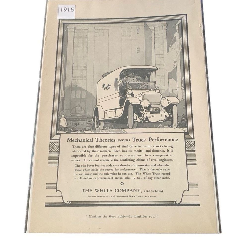 Vintage 1916 The White Company Cleveland Mechanical Theories be Truck Performanc